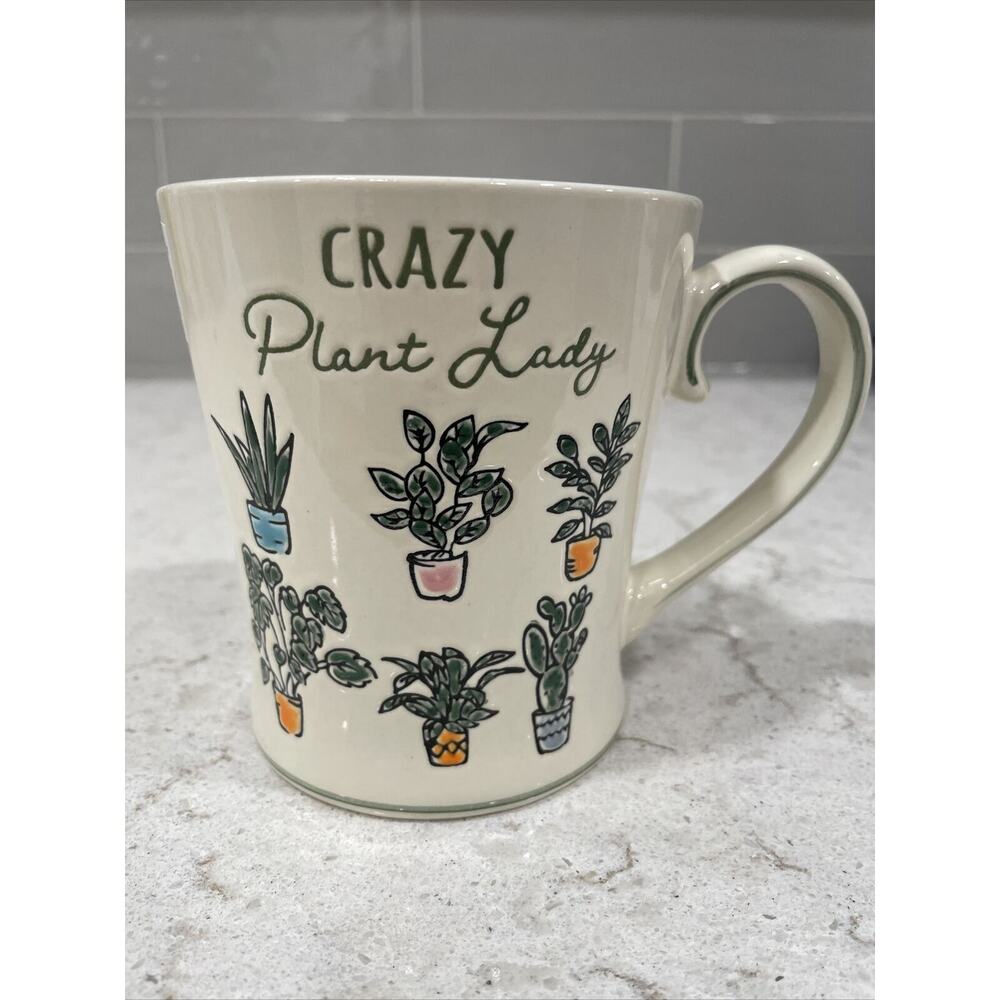 SANOMA CRAZY PLANT LADY Spectrum Designz Mug 17 Oz Plants Sage Green Inside NEW